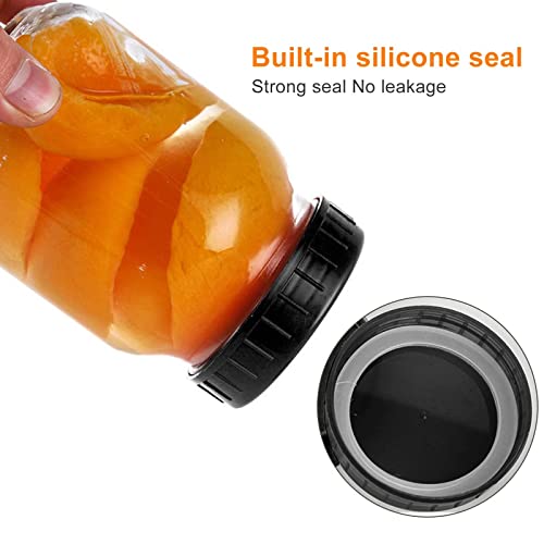 10Pcs Plastic Mason Jar Lids Regular Mouth Wide Mouth Canning Jar Lids Leak-Proof Storage Cap Reusable Mason Jars Plastic Lids, With Leak-Proof Silicone Ring Canning Lids (Regular Mouth, 5Pc Black+ 5Pc White) #TOP4