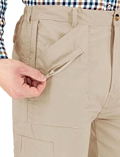 Chums | Mens | Elasticated Multi Pocket Cargo Combat Work Trouser Pants | Stone #TOP1