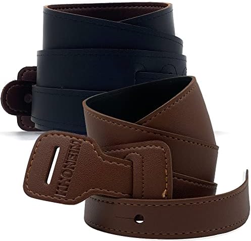 KHONEIM Acoustic & Electric & Bass Guitar Strap - 2PACK - Brown & Black - Shoulder Strap