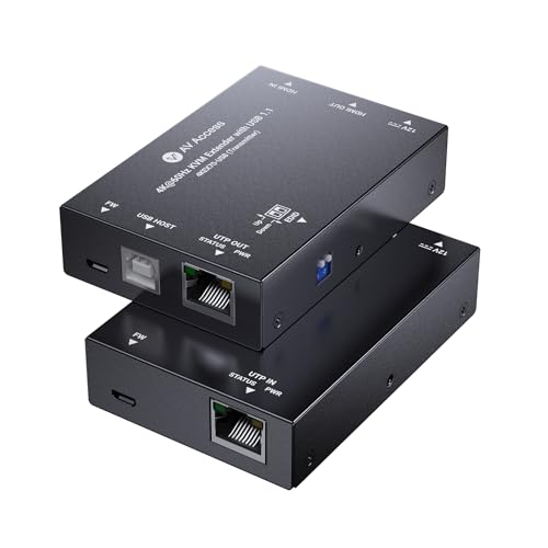 AV Access 4K HDMI & USB KVM Extender Over Cat6/6A/7 Upto 230ft, HDR10, HDCP 2.3, USB 1.1, Bi-Directional PoC, EDID Switch, Ultra-Slim Transmitter/Receiver for Retail & Control Systems (4KEX70-USB)