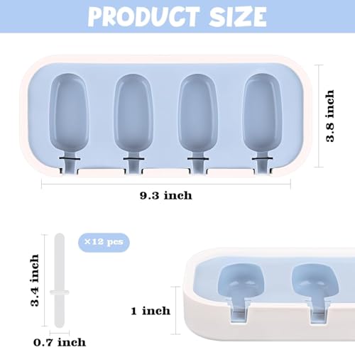 Image of Stackable Mini Silicone Ice Cream Maker, Ice Cream Mould Set Kulfi Moulds Set Popsicle Mould Silicone, Kulfi Maker Set Ice Cream Makers Ice Cream Moulds (Blue), 10 Cm