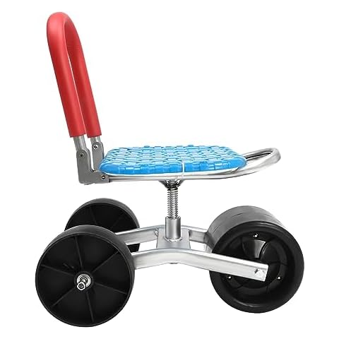 Synaiolma Garden Cart Rolling Stool Work Seat Cart,Gardening Helper with 3 Wheels, 360° Rotation Stable Workseat Sturdy Cart, Adjustable Seat Height & Direction, for Outdoor Lawn Yard Patio. (Medium) Cover