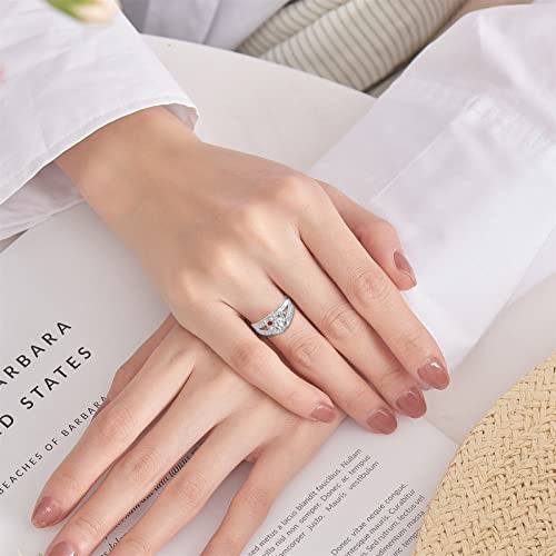 Bauma Auto Sterling Silver Personalized Mothers Ring With 1-8 Simulated Birthstones Engraving Family Name Ring For Mother Daughter Grandma (1 Stone) #TOP4