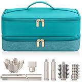 Travel Hair Dryer Case for Shark Flexstyle, Double-Layer Carrying Case for Shark Flex Style Blow Dryer, Portable Hair Tools Storage Organizer Bag for Shark Beauty Hairdryer Attchments (Teal Green)