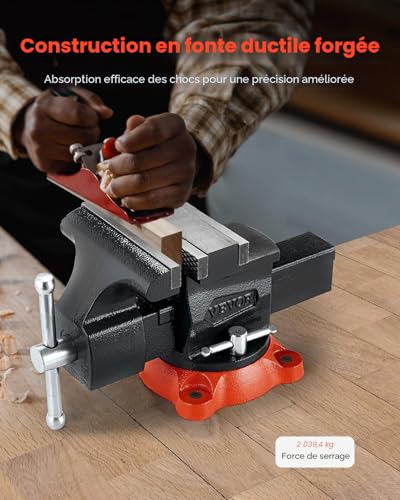 VEVOR Étau Établi Polyvalent Largeur Mâchoire 203 mm, Étau Atelier Fonte Ductile, Ouverture Max de Mâchoire Arrière 292 mm, avec Enclume, Base Pivotante 360°, Gorge 94 mm, pour Serrage de Tuyaux Ronds – vue 2