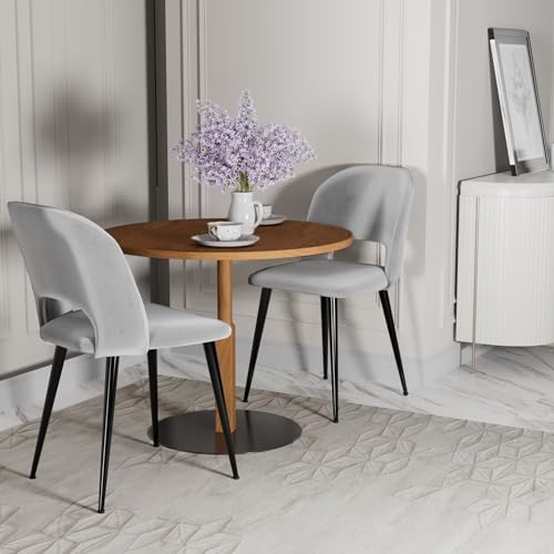 Chleby Esszimmerstühle 2er Set, Küchenstuhl Samt Weicher und Bequemer, Esstischstühle mit Separaten Metallbeinen, Esszimmerstuhl für Esszimmer/Wohnzimmer, hellgrau