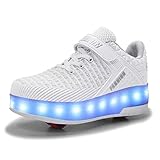 Heelystong Junge Mädchen Schuhe Kinderschuhe mit Rollen LED Leuchtend Schuhe Kann durch USB-Aufladung Ultraleicht Outdoor Sportschuhe Blinkschuhe Skateboardschuhe Gymnastik Sneaker