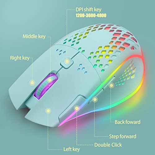 Vegcoo Wireless Gaming Mouse, C30 Silent Click Wireless Rechargeable Gaming Mouse With Double-Click Key And Colorful Led Lights, 3 Level Adjustable Dpi, 400Mah Lithium Battery For Gaming And Working #TOP3