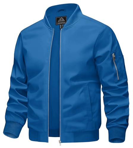 KEFITEVD Jacke Herren Dünn Leicht Übergangsjacke Sommer Herbst Bomber Blouson Männer Bomberjacke Übergang Baseball Jacke Stehkragen Blau-Grün XL
