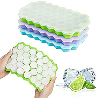Ice Cube Tray, Pack of 3, Silicone Ice Cube Tray, with Lid, Easy Ice Release Ice Cube Tray, BPA-Free Ice Cube Tray, for Cocktails, Whisky, Juice, Water and Other Drinks