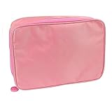 Estojo Baú Tamanho Grande Com Divisória em Tecido Rosa