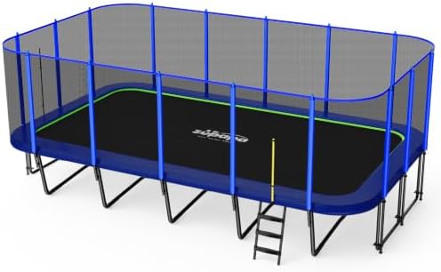 Zupapa 2500LBS Weight Capacity Rectangle Trampoline 13x23FT Outdoor Square Gymnastics Trampolines with 10-Year Quality Assurance for Kids Adults Large Commercial Grade Rectangular Pro Trampoline