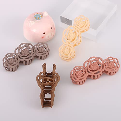 Misilin Big Hair Claw Clips For Women, 4 Pcs Rose Pattern Hollow Carving, Matte And Non Slip Jaw Women Girls Thin Hair, Thick Styling Accessories, Colors Available Count (Pack Of 1) #TOP4