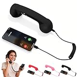 Retro Phone Handset,2026 New Retro Style Type-C Phone Handset,Type-C Retro Telephone Wired Handsets Style Landline Handle Receiver for Cell Mobile Video Conferences,Calls,Meetings (Black)