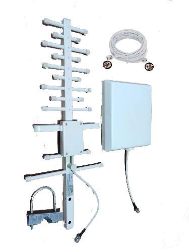 GraspaDeal 18dbi Yagi Antenna & 7.5dbi Patch Panel Antenna for 2G,3G,4G,5G Network with 10 Mtr.Cable