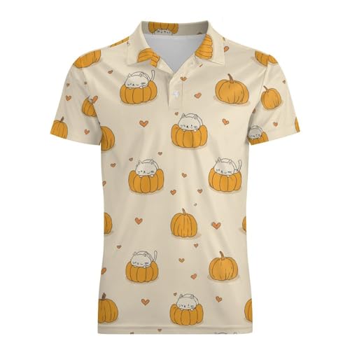 Boys' Classic Polo Shirts Short Sleeve Moisture-Wicking Golf & Tennis Shirts for Youth Teens Cartoon Pumpkin Cat Halloween4