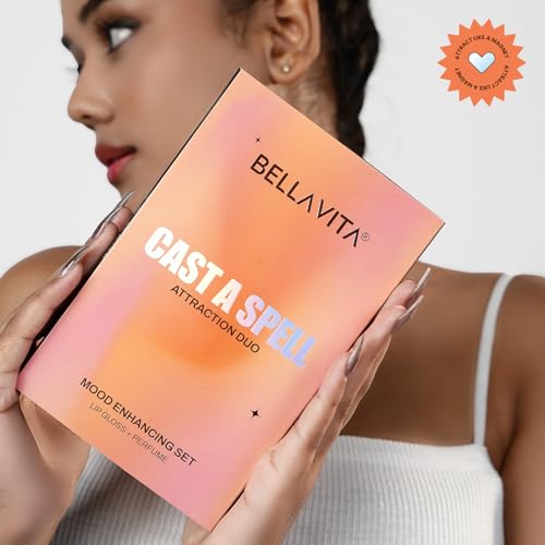 Image of BELLAVITA Mood Enhancing Cast A Spell Lip Gloss and Perfume Combo pack | Gift set | Mood Duos Perfume 15ml & Mood Matching pH Adapting Lip Gloss 4ml | Hydrating and Glossy Finish