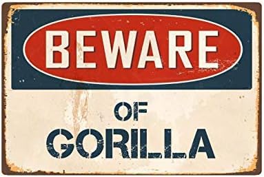 Eletina F6 Beware Of Gorilla Sign | Vintage Aluminum Metal Tin Signs 8"X12"