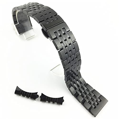 ZZDH Edelstahl Uhrenarmband,Metallarmband Für Herren/Damen Mit Geraden Und Gebogenen Ende 12mm 14mm 16mm 17mm 18mm 19mm 20mm 21mm 22mm (Color : Schwarz, Size : 19mm) Cover