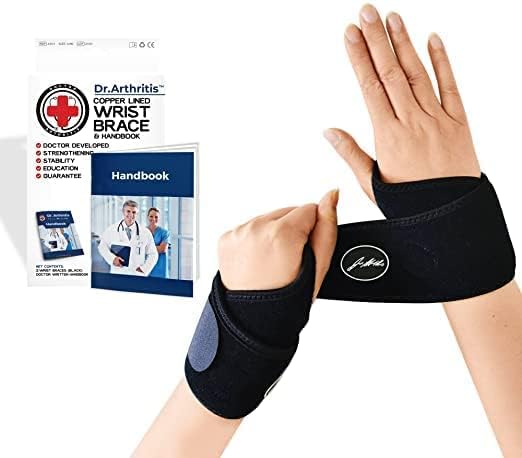 Doctor Developed Wrist supports / Wrist brace - Relief for carpal tunnel, wrist injuries, wrist support for arthritis, hand support, hand & wrist braces, wrist strap and Doctor Handbook (2 Pack)