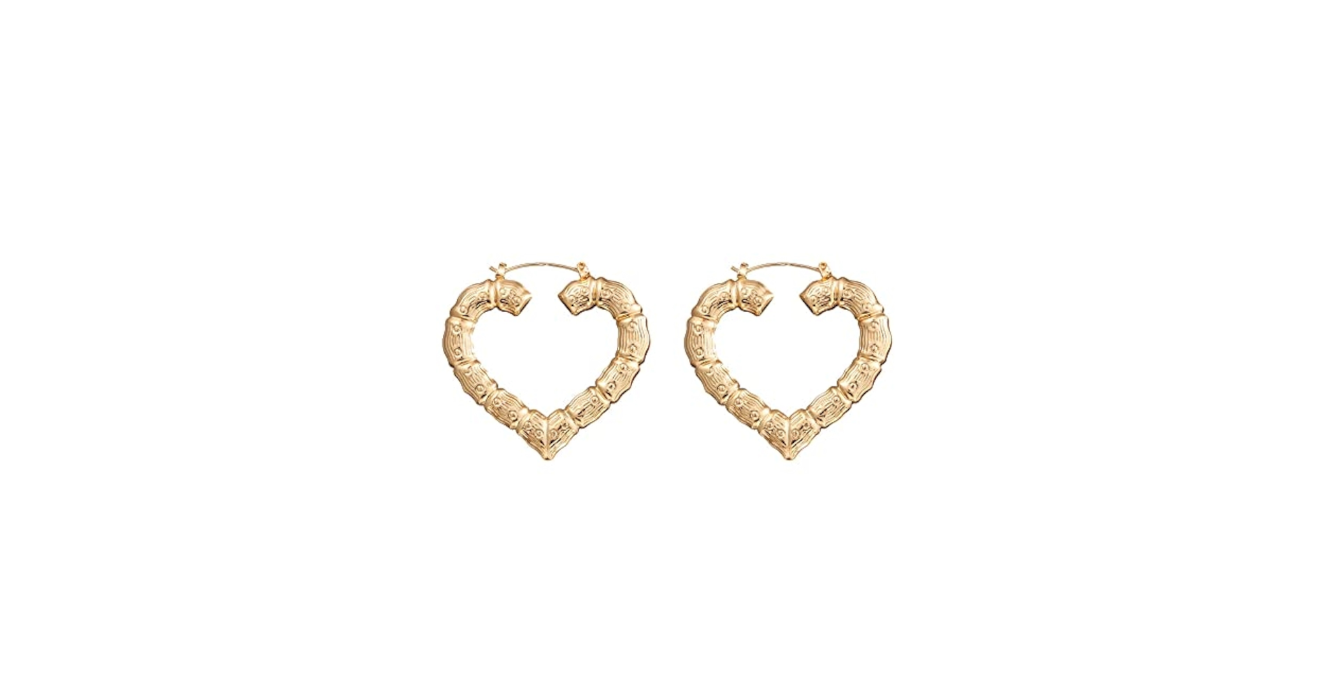 Amazon.com: Exaggerate Bamboo Heart Dangle Earrings Gold