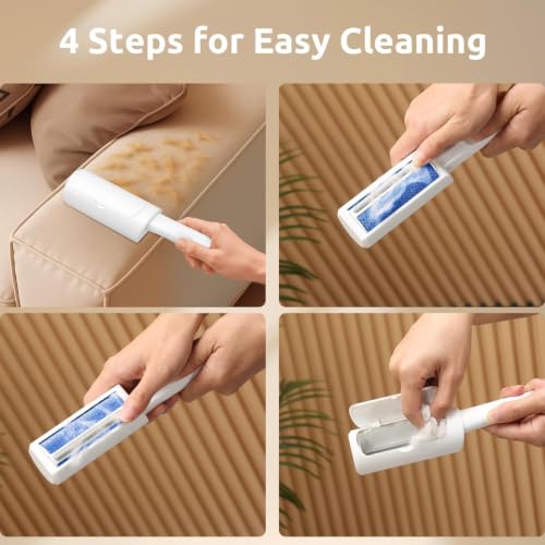 Image of ACE2ACE Mini Pet Hair Remover for Clothes, Reusable Lint Roller for Clothes | Self Clean Cat Hair Remover with Fur Bin, Dog Hair Remover for Couch, Furniture, Carpet, Sofa and Bedding (White-Mini)