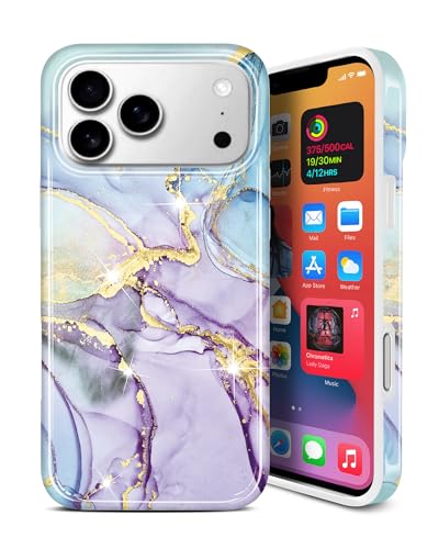 Coque iPhone 17 Pro Max anti-choc en TPU souple au design marbre pailleté protecteur