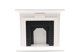 Dollhouse Decoration Accessories: Vintage Black & White Fireplace Miniature