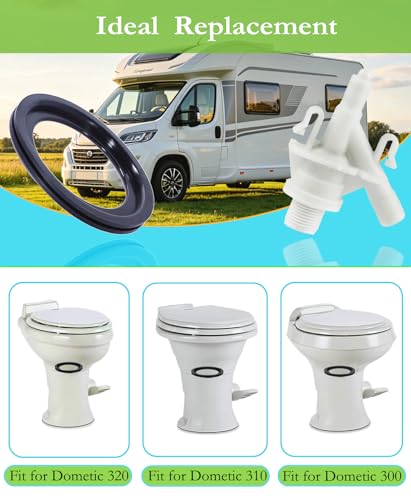 Image of Upgraded RV Toilet Valve Replacement Kit Compatible with Dometic 300, 310, 320, 311, 321, 301 Toilets, Parts With 385311641 Water Valve and 385311658 Seal, for Camper /Travel Trailer Pedal-Flush Toilet