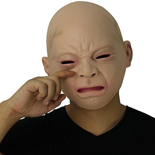 Novelty Latex Rubber Creepy Cry Baby Face Head Mask Halloween Party Costume Decorations