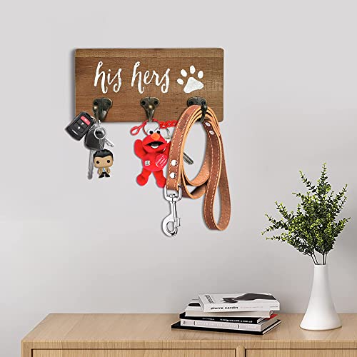 Nitynp His Hers Dog Leash Key Holder For Wall, Key And Dog Leash Hanger For Entryway, Farmhouse Home Decor Key Hook Decorative #TOP4