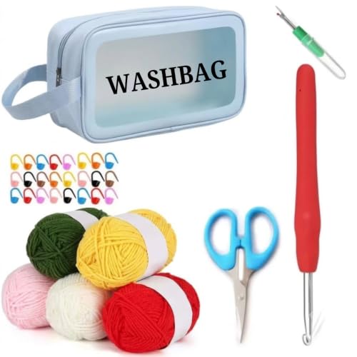 Image of Wolly Wonders Crochet Kits for Beginners with Crochet Thread, Learn to Crochet Set Supplies DIY Tools,Crocheting Kit for Adults Kids (5 Yarn WASHBAGS)