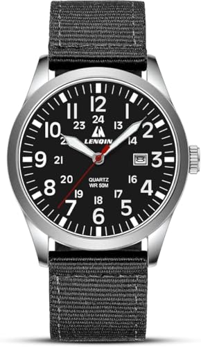 LN LENQIN Reloj Hombre Militar Relojes Analógicos Cuarzo para Hombres Reloj de Campo...