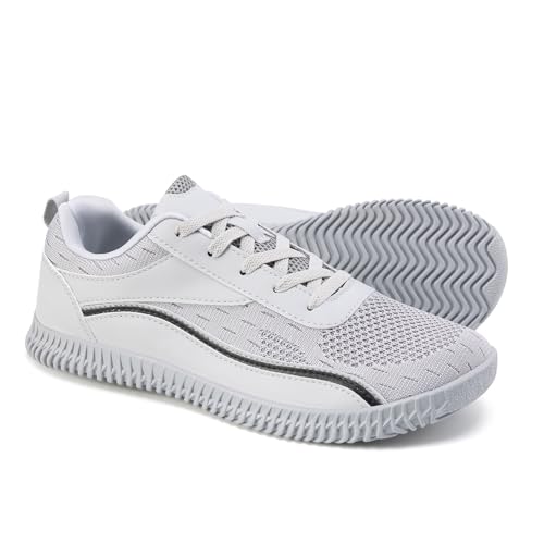 HPK Men's Wide Width Sneakers, Extra Wide Toe Box, Minimalist Barefoot Trail-Running Gym Cross Trainer Shoes, White, Wide