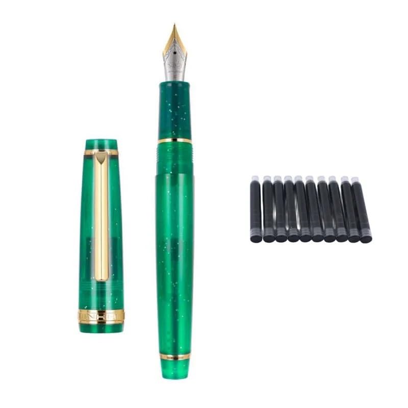 Stylo plume transparent vert fluo pour ne plus jamais manquer d'encre en classe