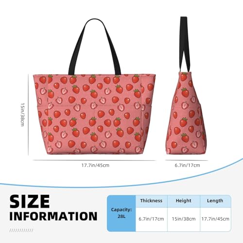 Large Beach Bags Water-resistant Sandproof - Red strawberry Cute Beach Tote Bags for Women with Zipper2