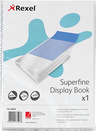 Rexel A4 protège-documents transparent et noir avec 20 pochettes plastiques fixes
