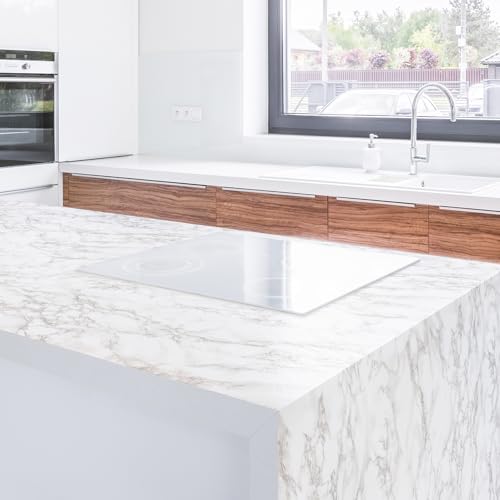 RoyalWallSkins Marble Peel and Stick Wallpaper Removable Waterproof Contact Paper for Countertops, Cabinets, Furniture Renter Friendly (High-Gloss White, 24