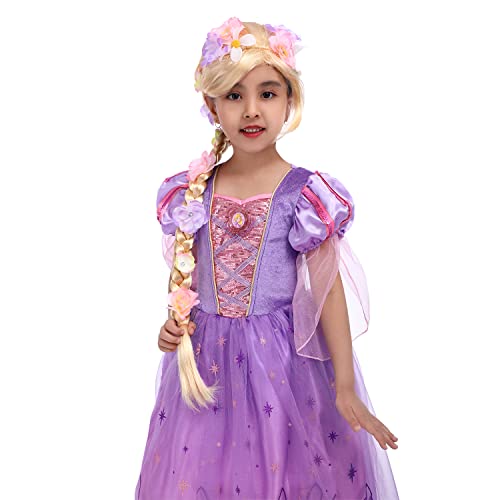Sincere Party Girl's Purple Princess Dress Up Costume with Matched Wig for 3-4 years, Dress With Wig, 3-4 Years/98-104 - Image 4