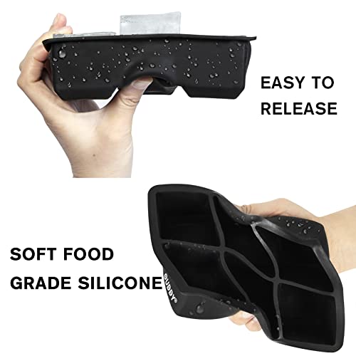 2 Pack Large Ice Cube Tray, Silicone Ice Cube Tray With Lid 6 Cavities Reusable & Flexible Designed Bpa Free 2 Inch Ice Cube Mold Maker For Whiskey, Cocktail, Juice (Black) #TOP2