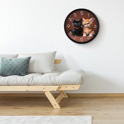 Horloge murale silencieuse sans tic-tac avec motif chaton mignon - 5