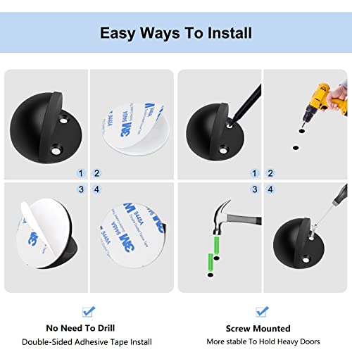 Gudui DOOR-STOPPER-008 Stops, Floor Door Stopper 4 Pack No Drill Doorstops Black Rubber Bumper Door Stoppers thumb #6