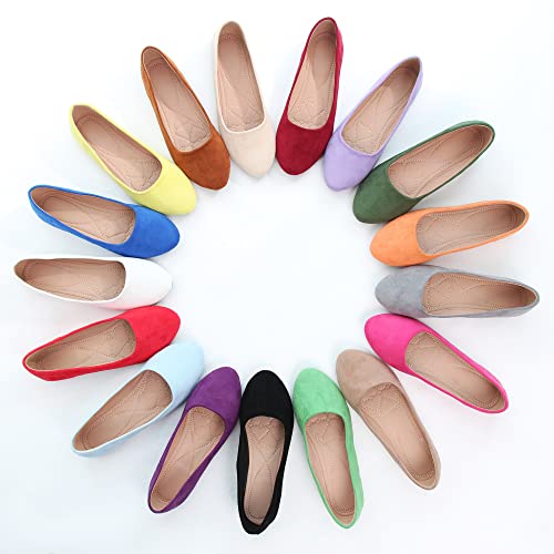 Jiangwei Shu Women's Pointed Toe Ballet Flats Solid Slip On Walking Shoes, Black Us 7.5 #TOP5