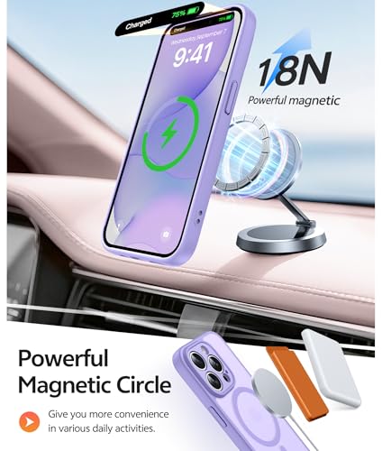 Image of FNTCASE for iPhone 15 Pro Case: [Compatible with Magsafe] Translucent Matte Cases with [Full Camera Protection] [Screen Protector] Military Grade Shockproof Protective Phone Cover - Light Purple
