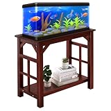 Colingmill 10 to 20 Gallon Fish Tank Stand Solid Wood Brown Aquarium Stand, Cherry Wood Fish Tank Table Shelf, 25.5 x 13.7 x 24.4 Inch