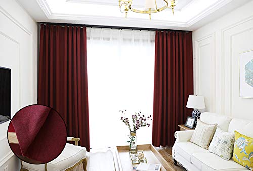 Tende oscuranti termiche a 2 pannelli, colore rosso scuro, plissettate,