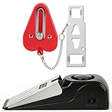 Portable Door Lock & Door Stop Alarm Set, Dual Protection Home Security Door Kit, Travel Hotel Lock Devices Pocket Self Defensey Tools for Traveling Hotel Home Apartment,Red