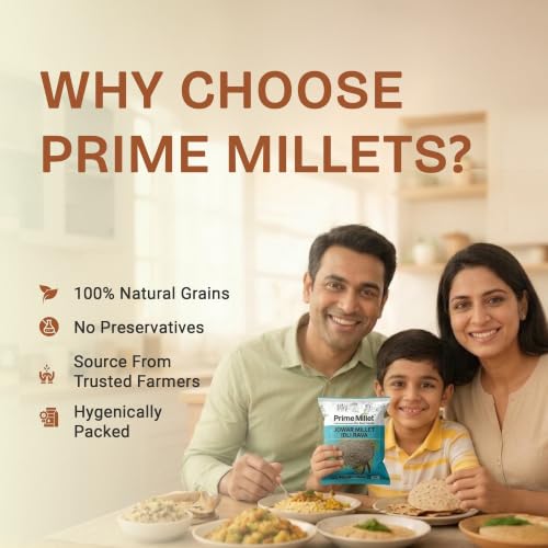 Image of Prime Millet For Good Health Organic Jowar Idli Rava | Premium Sorghum Millet Idli Mix | High Fiber Superfood | Gluten Free Healthy Breakfast Ingredient | Supports Healthy Digestion | Natural Unpolished Jowar Rava | Ancient Grain Nutrition (500 Gram)