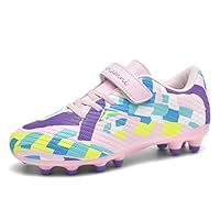 Solamni FG/AG Atmungsaktive Kinder Fußballschuhe, rutschfeste Mädchen Fußballschuhe mit Stollen, Fussballschuhe Jungen für Kunstrasen & Halle Rosa