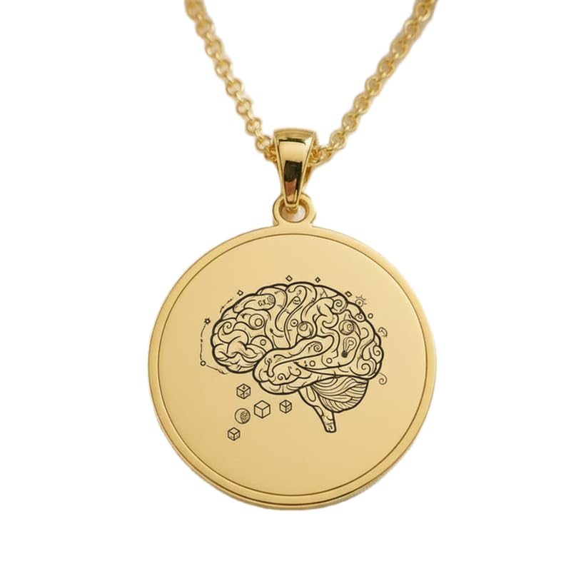Collier illustration anatomique du cerveau en argent sans allergie